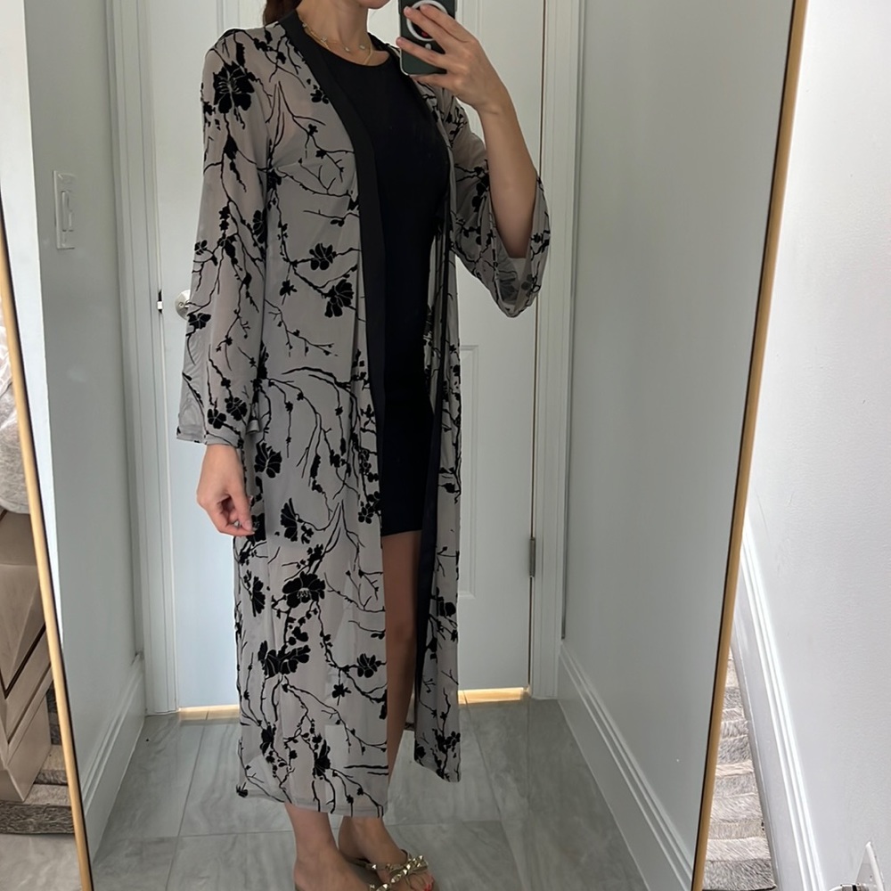 Black and Grey velvet Kimono